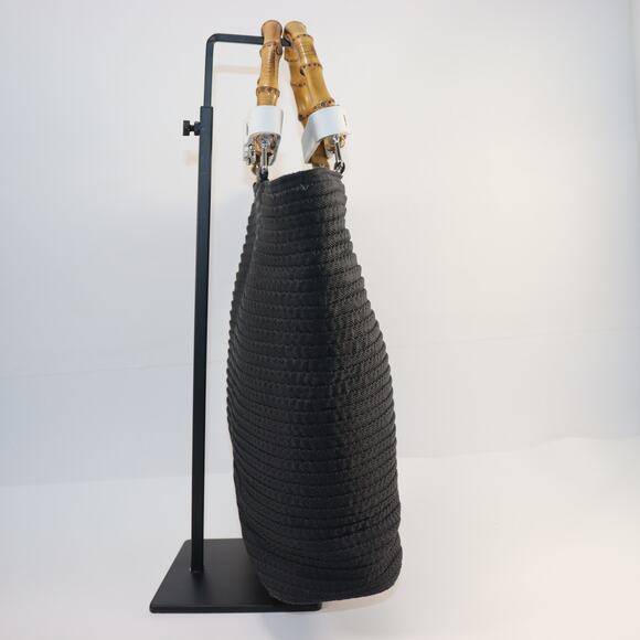 Gucci Black Woven Tote with Bamboo Handles – Chic Italian Style - Picture 4 of 11